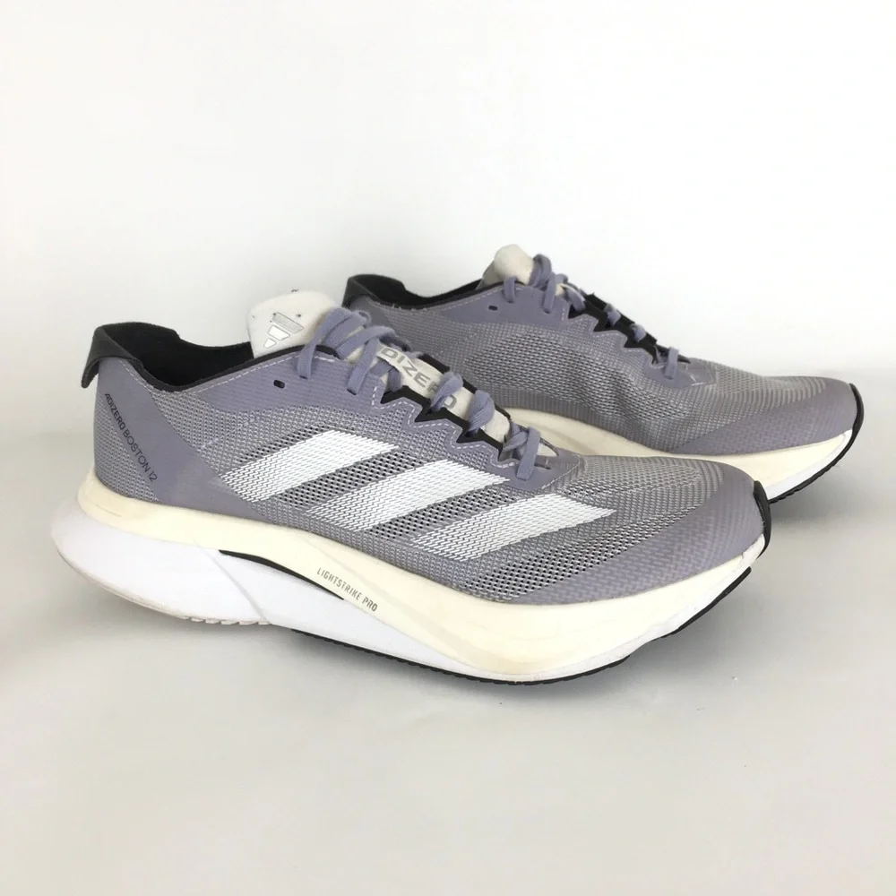 ADIDAS Adizero Boston 12 Running Shoes Gray White Size 7.5 Men's Athletic Gym